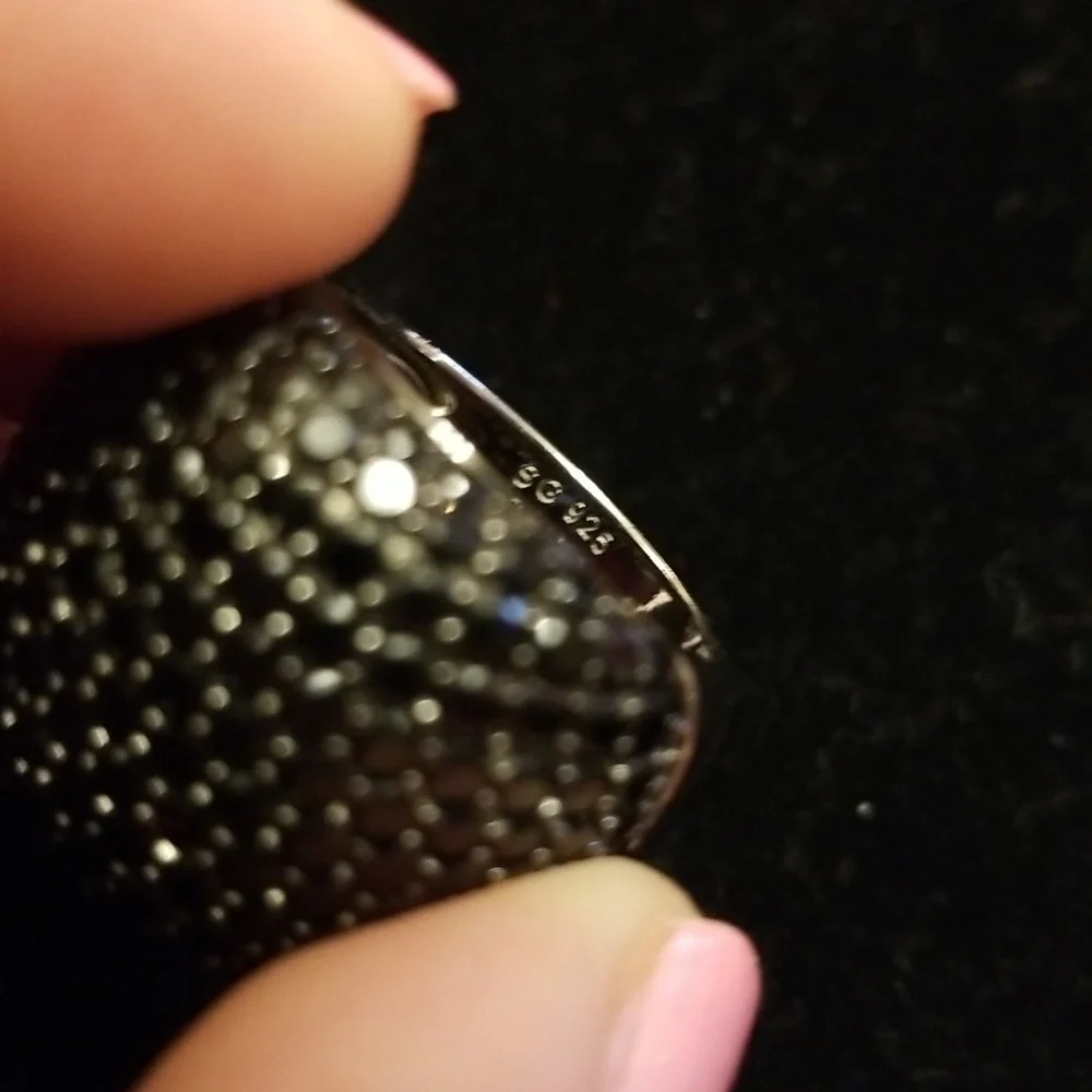 Black Spinel 925 Sterling Silver fashion ring size 7 - Picture 6 of 6